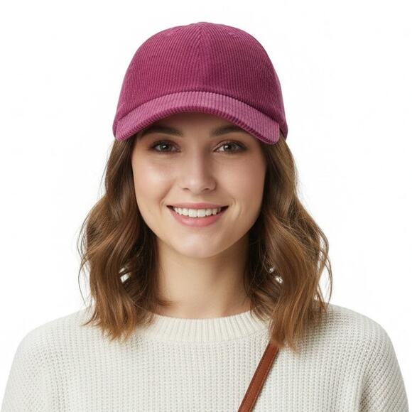 Anthropologie Accessories - NWT Anthropologie Corduroy Baseball Cap Adjustable Buckle Strap Pink Womens OSFA